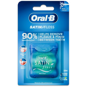 ORAL-B SATIN WAXED FLOSS — SHRED-RESISTANT MINT FLAVOUR 25 METERS
